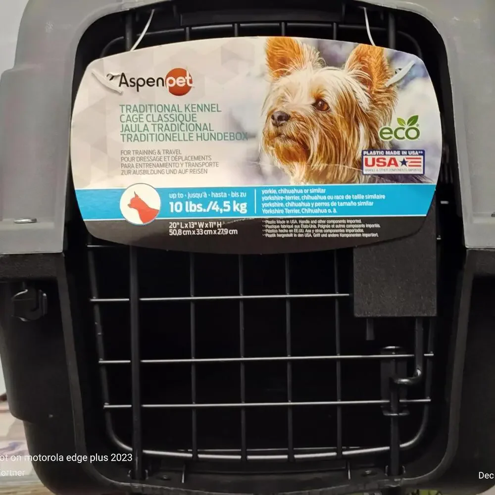 Aspen Pet Traditional Dog & Cat Kennel, Gray/Black, up to 10# 20